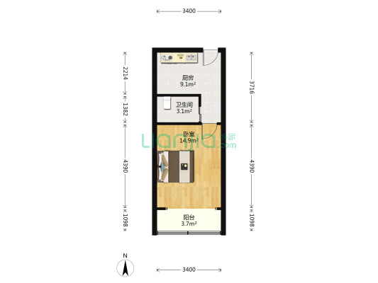 精益公寓 1室0厅1卫 42平方