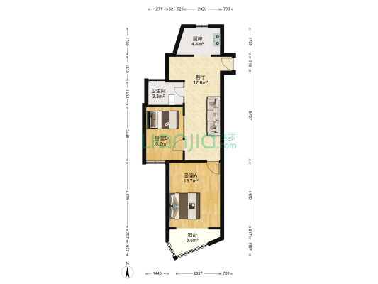 钦州花苑 2室1厅1卫 81平方