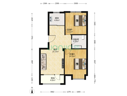 亿诚御景湾三期 2室1厅1卫 81平方