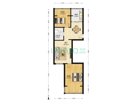 金驼小区 2室1厅1卫 56平方