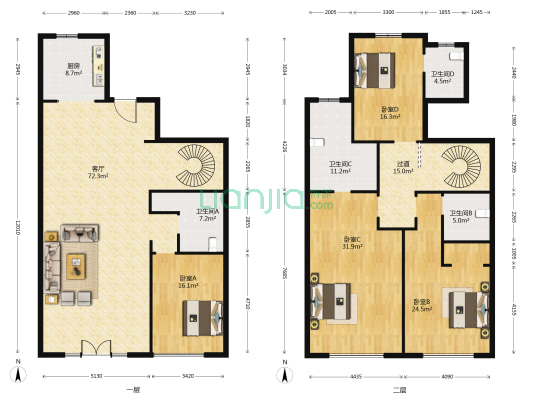 文化名邸 4室1厅4卫 377平方