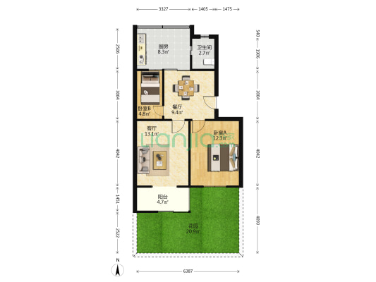 鹳山社区邮舍弄 2室2厅1卫 63平方