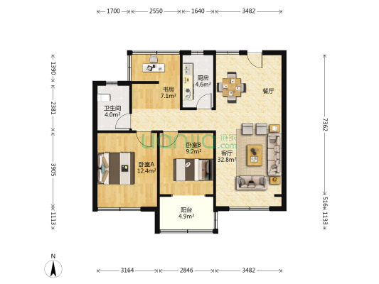 珑翠芳庭 3室1厅1卫 89平方