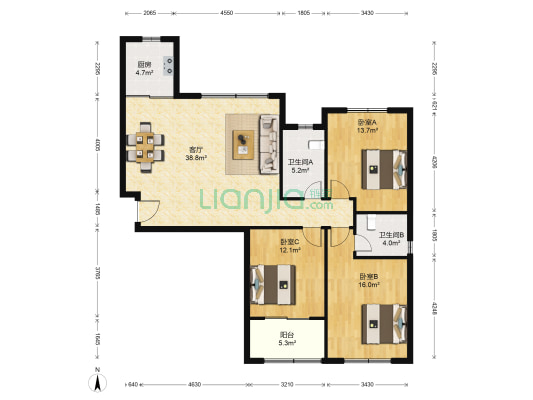 盛世香榭里 3室1厅2卫 128平方