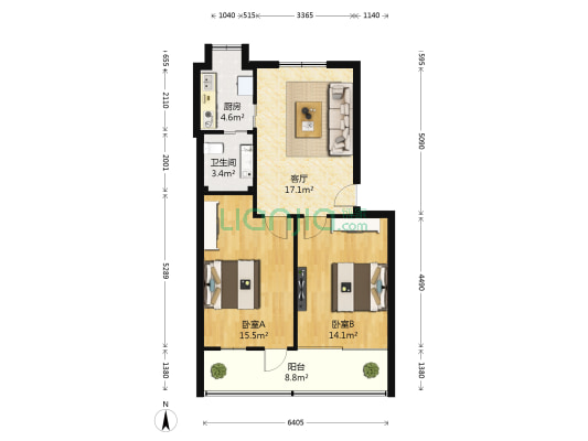 东湖区江纺花园二路住宅区 2室1厅1卫 75平方