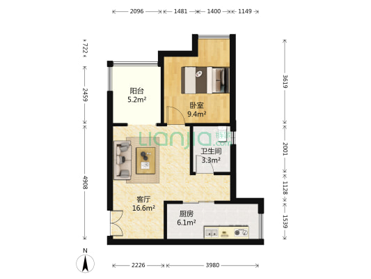 金易E世界 1室1厅1卫 52平方