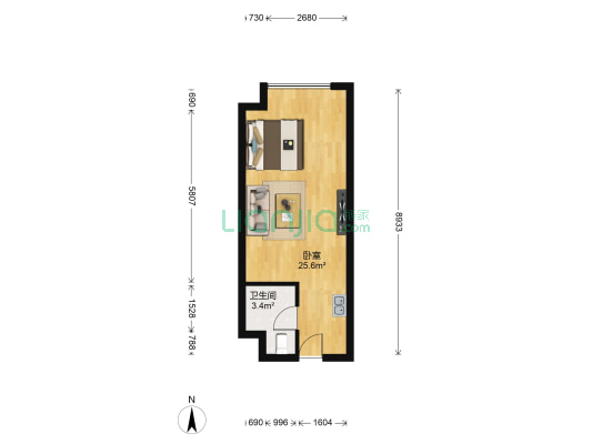 中海兰庭 1室0厅1卫 42平方