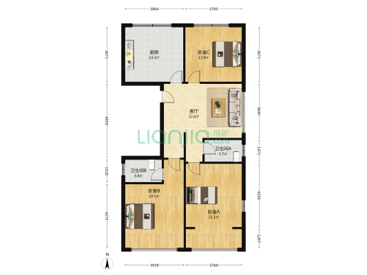 翁垟高桥村 3室1厅2卫 120平方