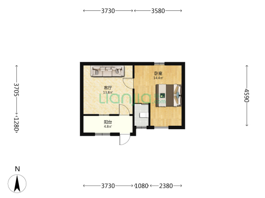 曙光北巷小区 1室1厅1卫 37平方
