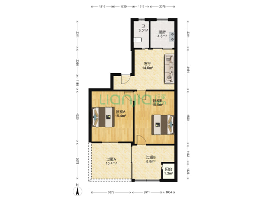 国医双拥小区 2室1厅1卫 63平方