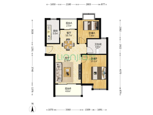 景舒苑七村 2室2厅1卫 79平方