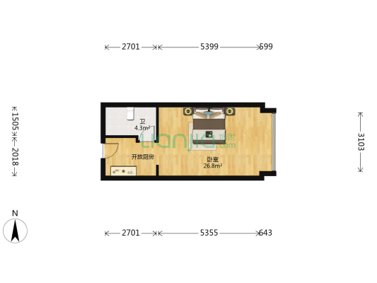 力达广场 1室0厅1卫 50平方