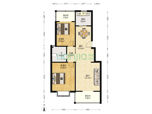 金色安康家园北区 2室2厅1卫 96平方
