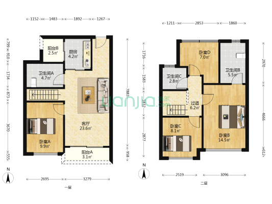 广汇尊府 4室1厅3卫 103平方