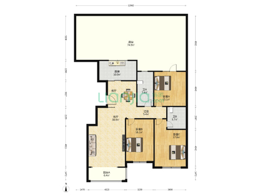 东湖颐苑 3室1厅2卫 157平方