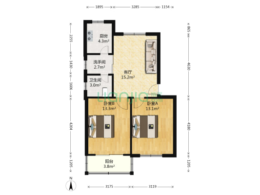 梅花二村 2室1厅2卫 72平方
