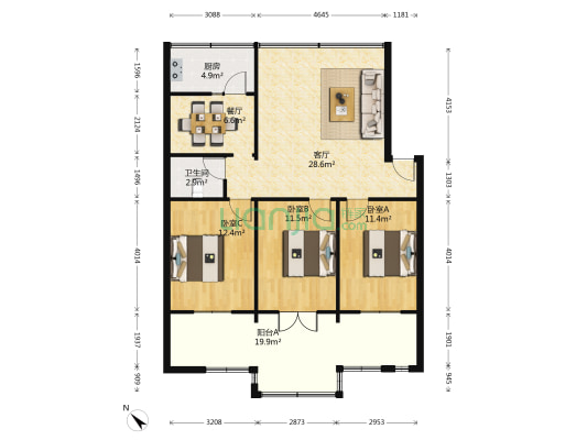 一环路西三段110号 3室2厅1卫 92平方