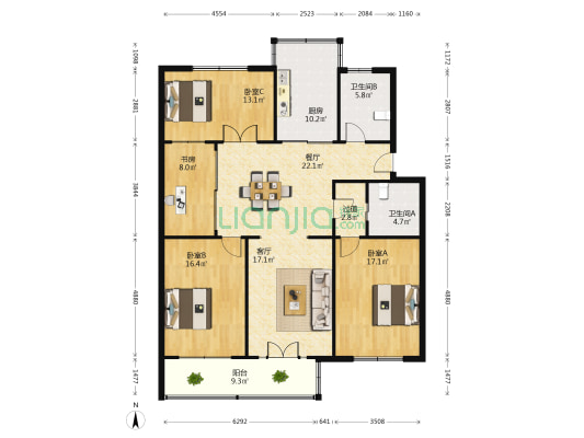 德兴苑 4室2厅2卫 145平方