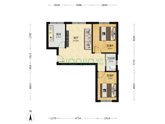 雪松新城D区 2室1厅1卫 61平方