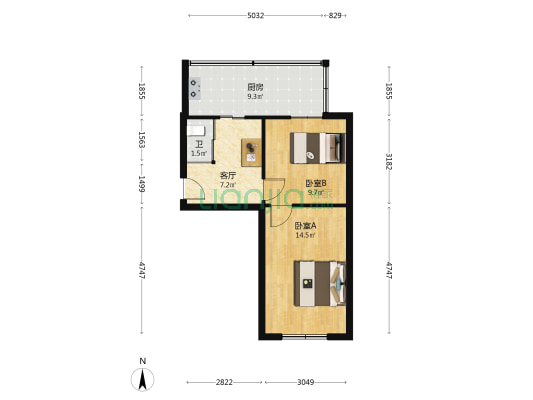 风光楼 2室1厅1卫 45平方