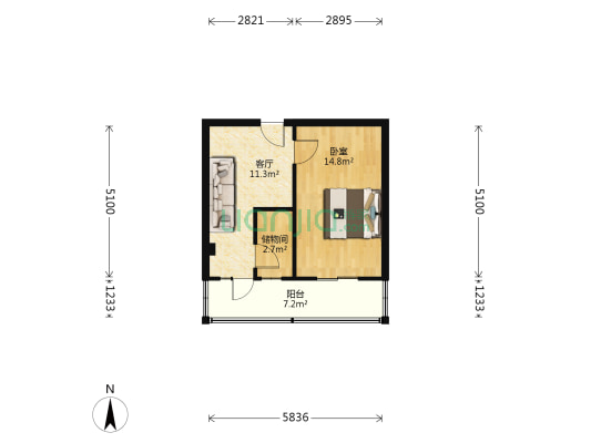 康壮社区 1室1厅0卫 47平方