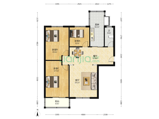 国储河北一三五处生活区 3室2厅1卫 116平方