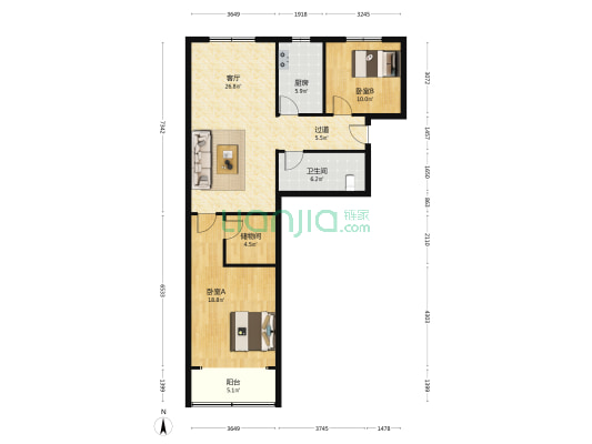 北海分局宿舍(市北) 2室1厅1卫 110平方