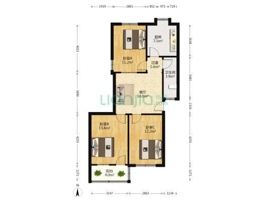府前西路 3室1厅1卫 70平方