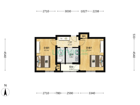 西交民巷27号院 2室0厅1卫 53平方