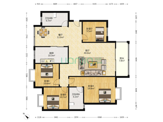 悦上林里 4室2厅2卫 155平方