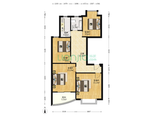 南湖狮山美庐 4室0厅1卫 105平方