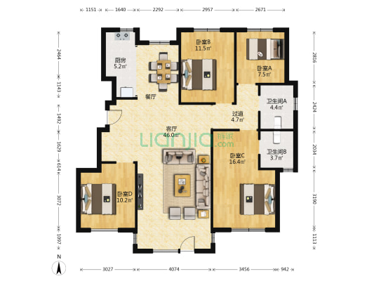 中国铁建海语城 4室1厅2卫 138平方