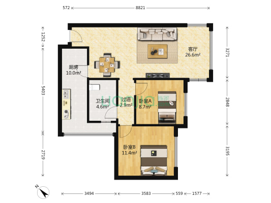 朗基天香 2室1厅1卫 72平方