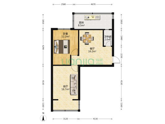 北京路810号 1室2厅1卫 56平方