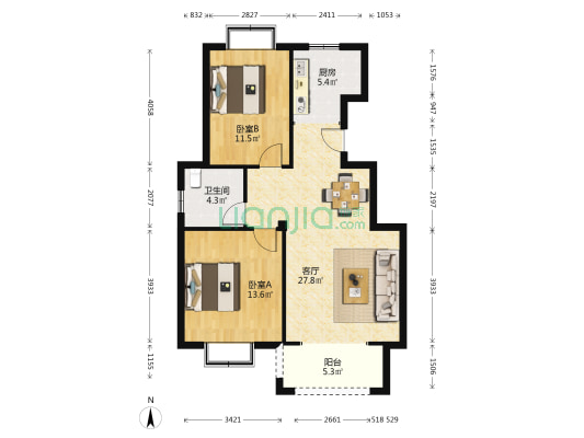 舒欣佳居 2室1厅1卫 86平方