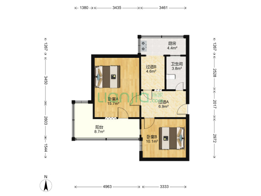 省规划院宿舍 2室0厅1卫 60平方