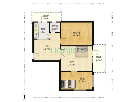 共和里3号 1室1厅1卫 76平方