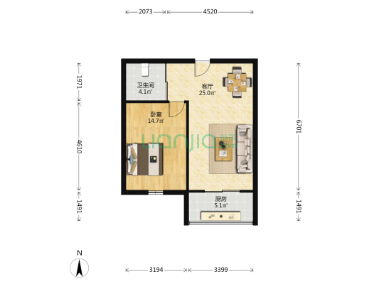 宝丰名苑 1室1厅1卫 67平方
