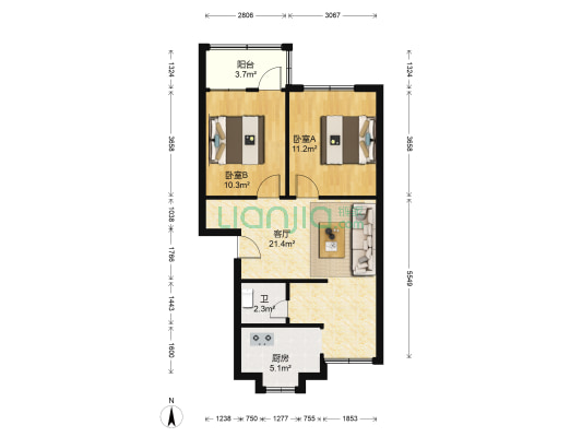 翠竹路13号 2室1厅1卫 67平方