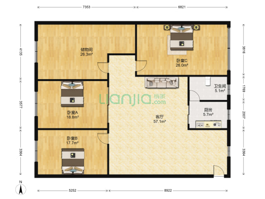 银鹰楼 3室1厅1卫 198平方