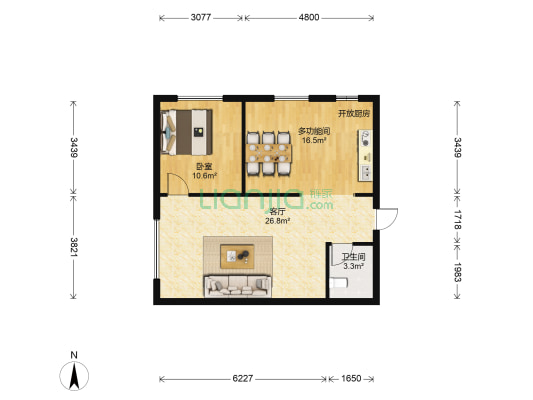 旗远锦樾 2室1厅1卫 75平方