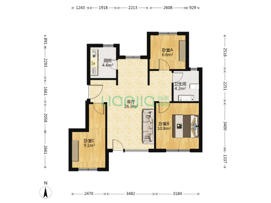 远洋·晨曦里 3室1厅1卫 89平方