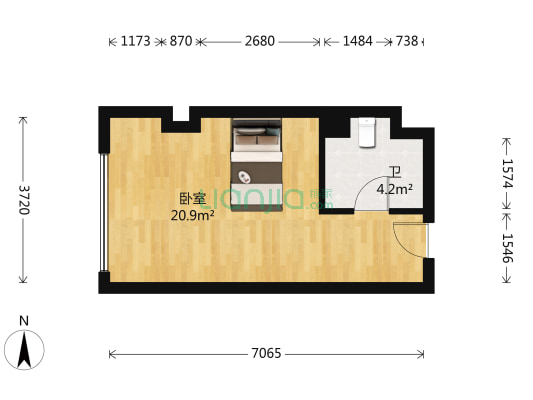 华泰银座 1室0厅1卫 38平方