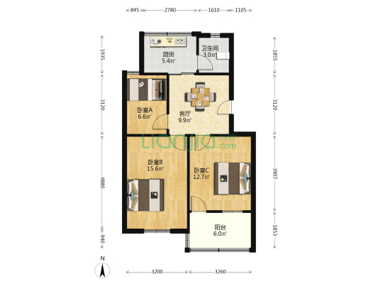 庆丰小区园邨 3室1厅1卫 71平方