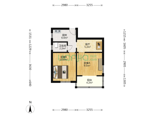 潍坊七村 2室1厅1卫 52平方