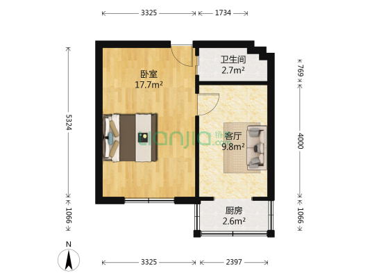 杨觉寺巷13号小区 1室1厅1卫 41平方