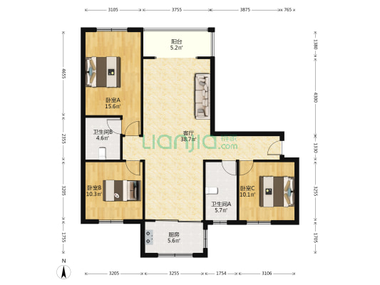 北京城建·德信御府 3室1厅2卫 131平方