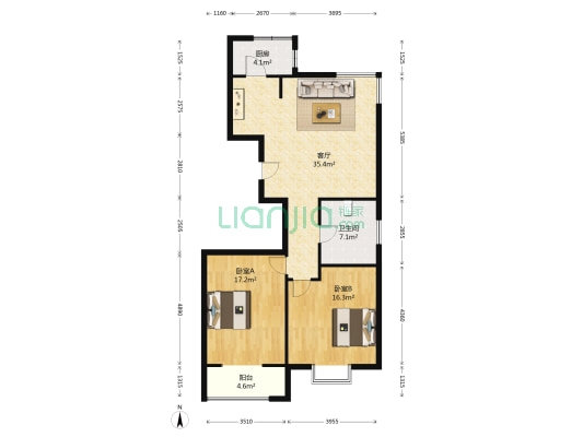 博雅轩人才公寓 2室1厅1卫 119平方