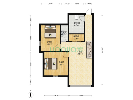 石化大湖老北区 2室1厅1卫 74平方