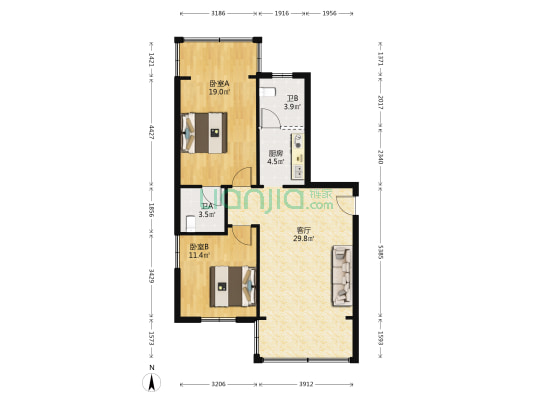 金澜南路 2室1厅2卫 95平方